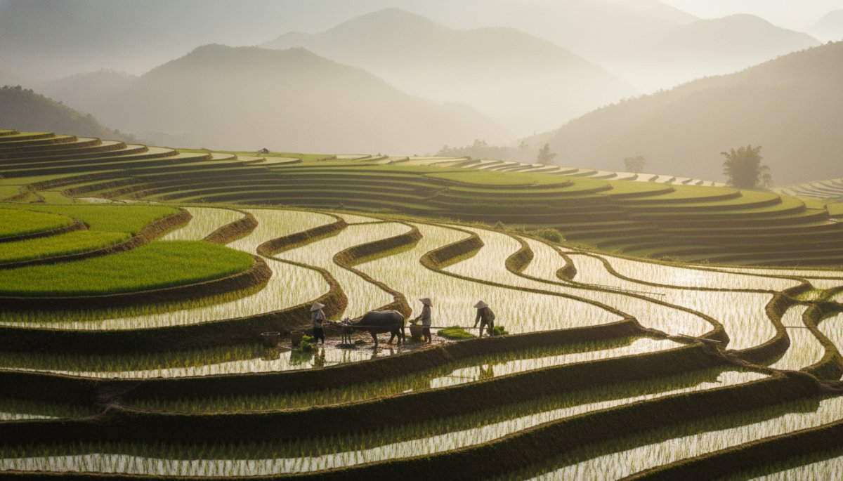 ベトナムの小規模農家と稲作風景