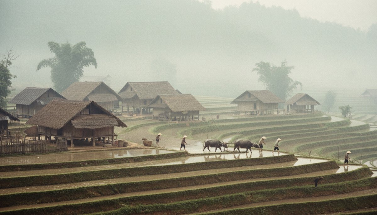 ドイモイ政策が始まった1986年のベトナム農村風景