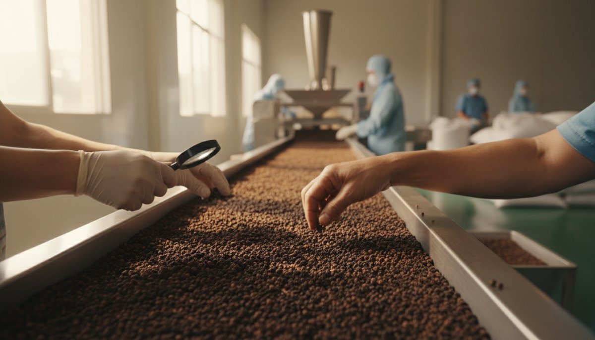 ベトナム産ブラックペッパーの品質検査工程