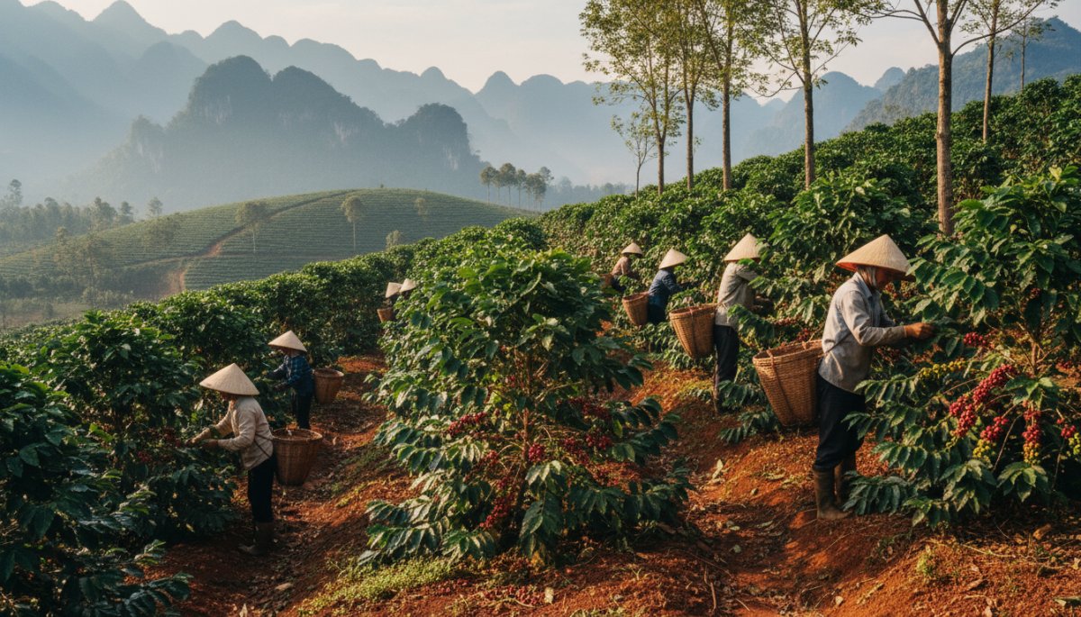 ベトナム中部高原のコーヒー農園