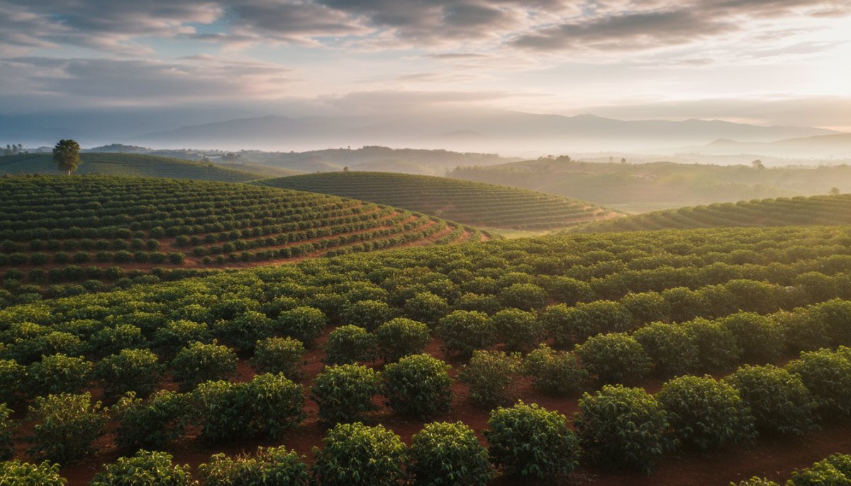 ベトナム中部高原のコーヒー農園風景
