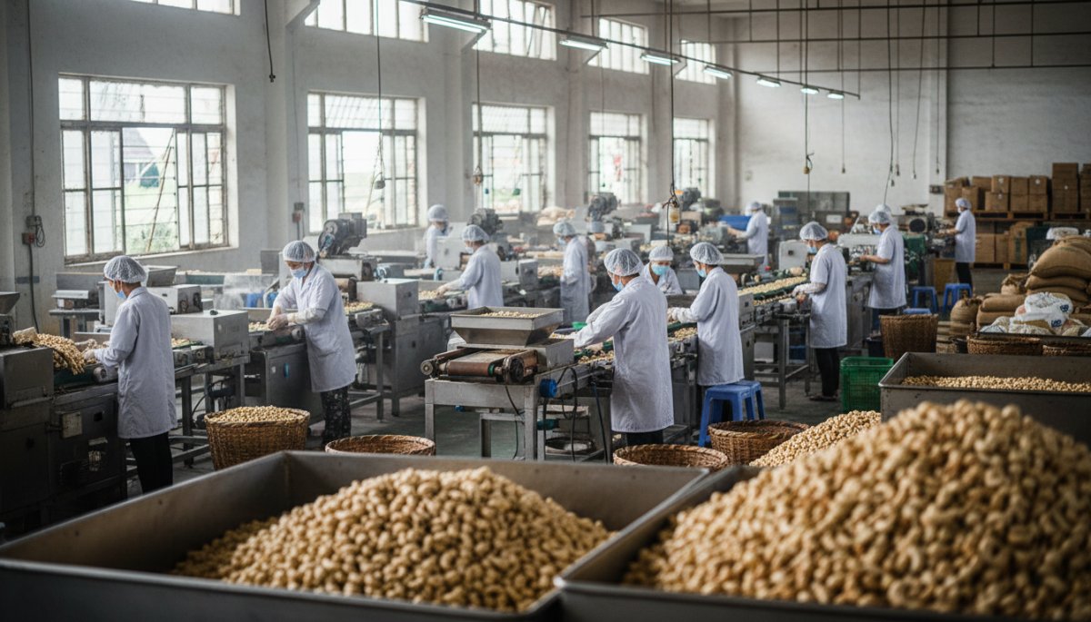 ベトナムのカシューナッツ加工工場の様子
