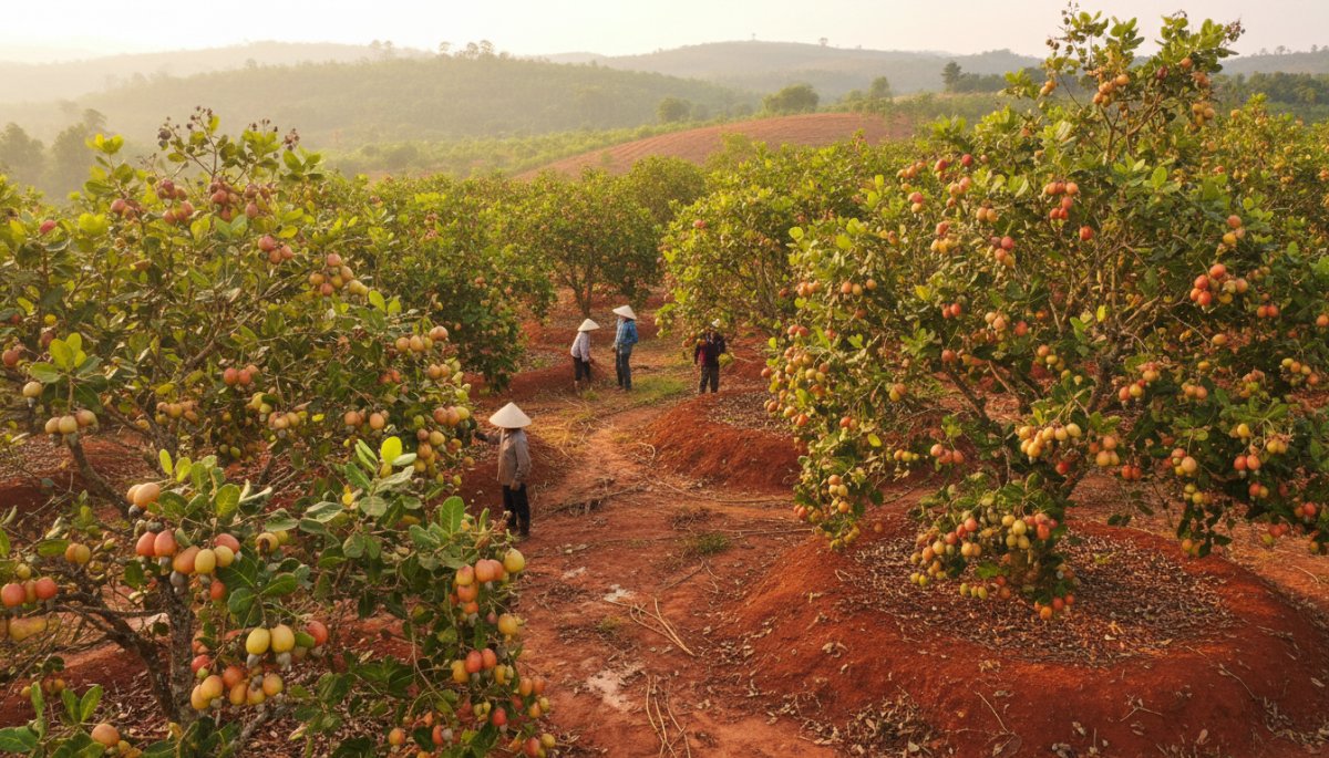 ベトナムの高収量カシューナッツ品種の栽培風景