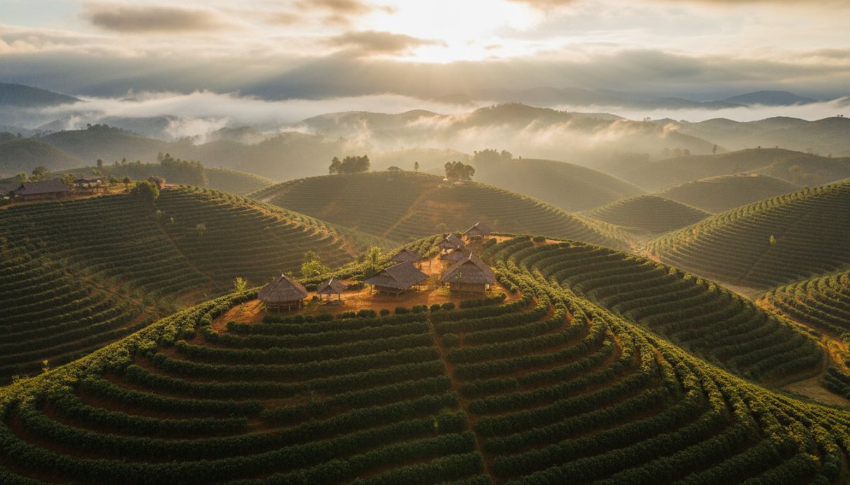 ベトナム中部高原のコーヒー農園風景