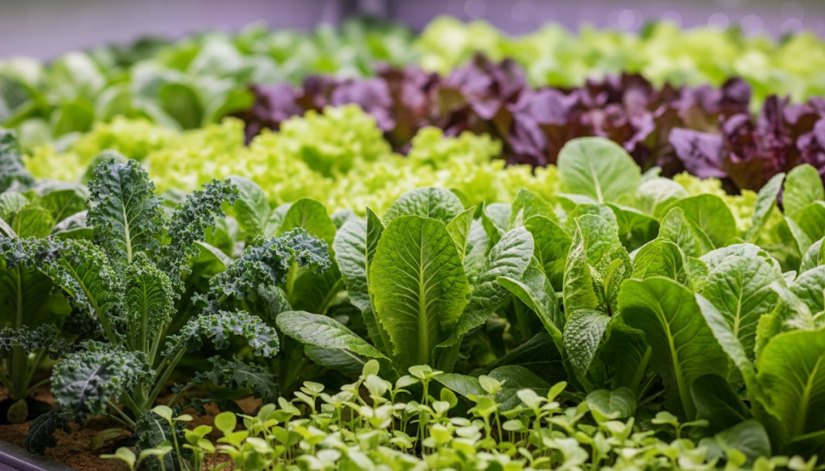 植物工場で栽培される多様な葉菜類