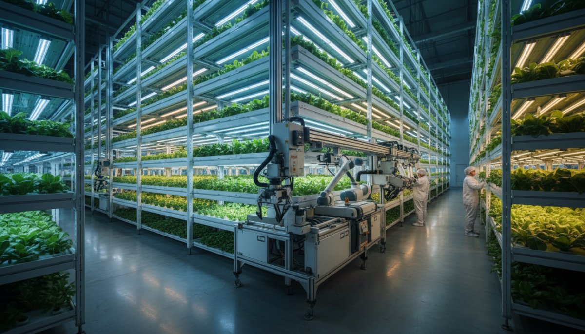 最新技術を導入した植物工場の生産ライン