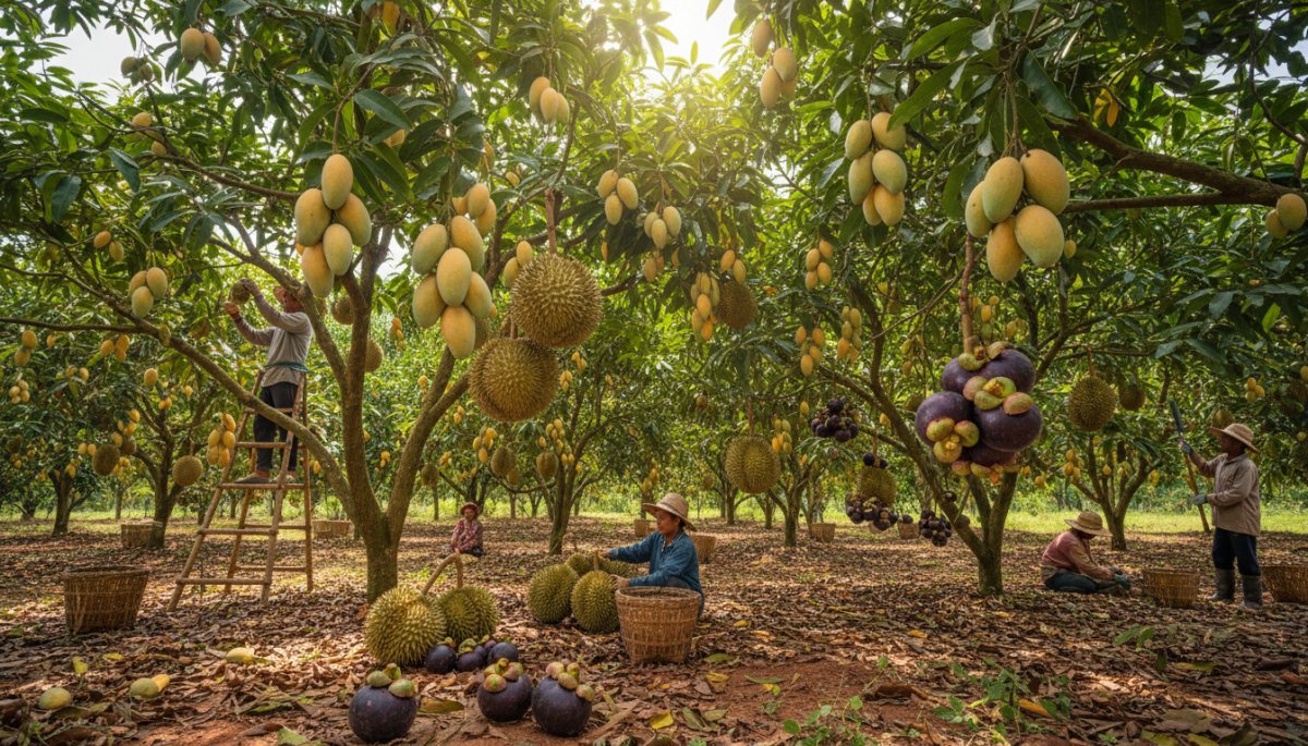 タイの熱帯果物農園