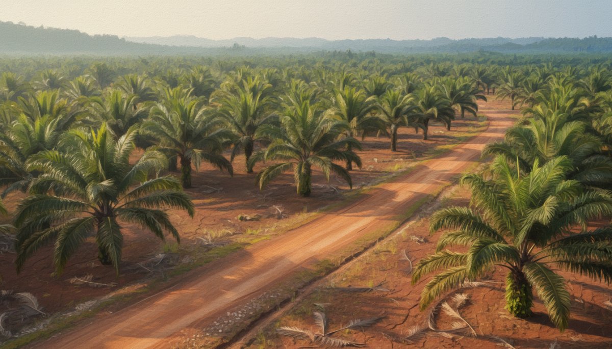 インドネシアのパーム油農園の広大な風景